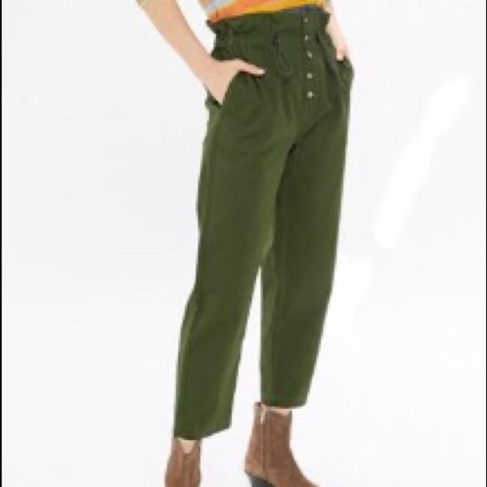 High-waisted paper bag pants